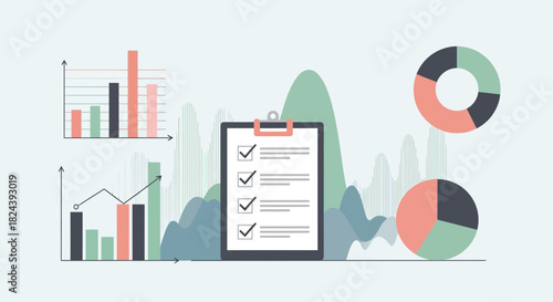 Modern business data with charts and graphs, perfect for presentations, reports, and analysis, demonstrating growth, success, and strategic planning