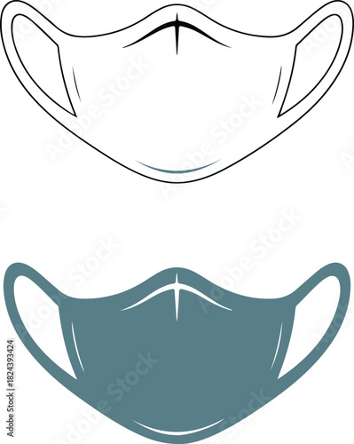Essential face mask line art for safety and health