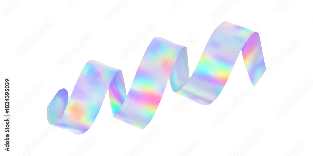 Fototapeta premium Abstract holographic wave with flowing iridescent fluid and dynamic spectrum ribbon background.