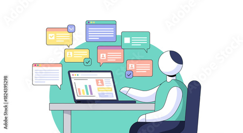 Streamlined workflow with virtual assistant and data insights, modern task management, efficient communication, increasing productivity and collaboration.