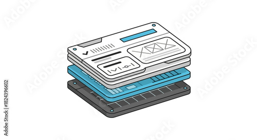 Modern isometric data layers for website design and application development, perfect for tech startups and innovative digital solutions, scalable graphic