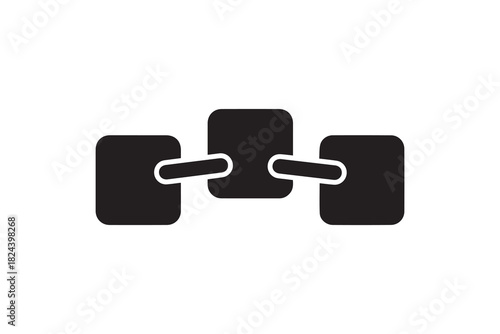 Blockchain connection icon black and white minimalist vector - Strong connection and unity concept silhouette