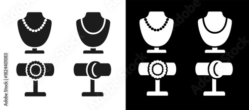 Jewelry Display Icons – Necklace & Bracelet Stand Vector Set