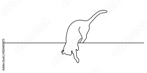 Cute cat continuous one line drawing minimalist style vector illustration 