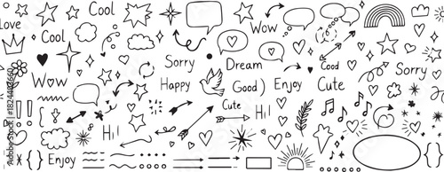 hand drawn doodle alphabet set