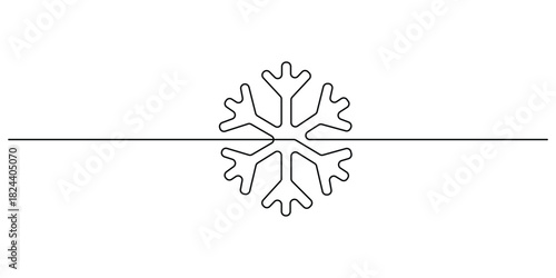 Snowflake continuous one line drawing minimalist style vector illustration 
