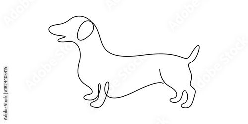 Dachshund dog continuous one line drawing minimalist style vector illustration