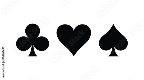 Set of card suit symbols simple flat vector design element isolated on white background for games and apps