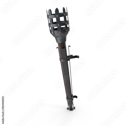 Medieval metal wall torch with pointed holder and rustic dark finish