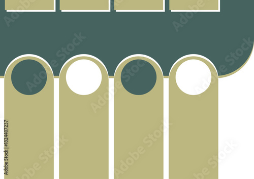 Minimalist four-pillar infographic blank template. Horizontal layout with vertical columns and icon placeholders in subdued earth tones for business strategy