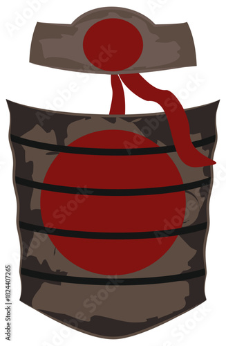 Vector icon combining a Japanese martial arts headband (Hachimaki) and stylized leather armor. This stealth warrior emblem is ideal for Spy class rank symbols, oriental badges, and game UI assets