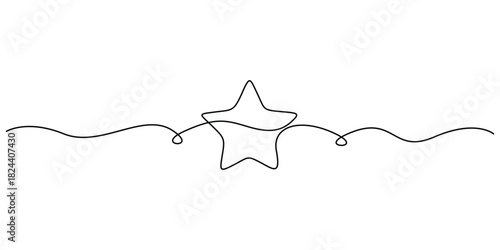 Minimalist Christmas star continuous one line art drawing vector illustration
