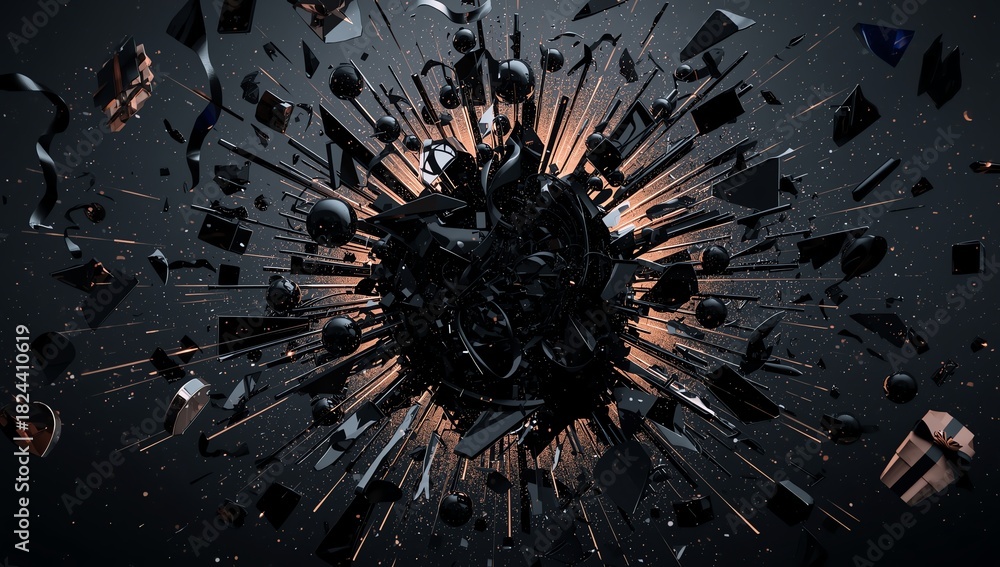 Fototapeta premium Abstract Explosion with Splintered Debris