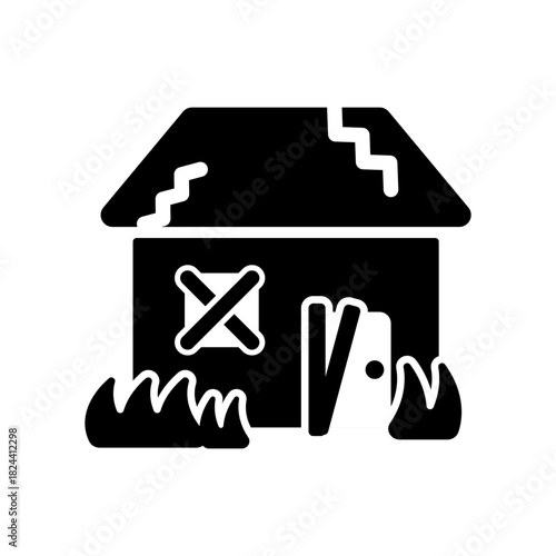 老朽化住宅の空き家アイコンイラスト