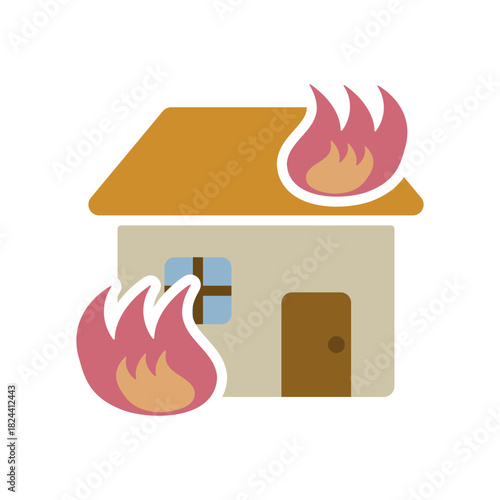 住宅火災のアイコンイラスト