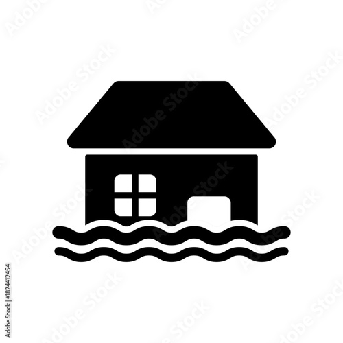 洪水被害を示す家のアイコン