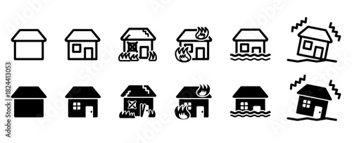 家の問題を示すトラブルアイコン