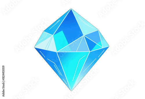 "Abstract Blue Gemstone with Geometric Facets"