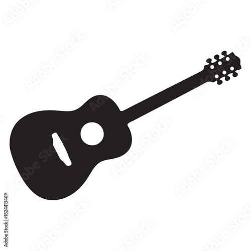Silhouette of an acoustic guitar musical instrument
