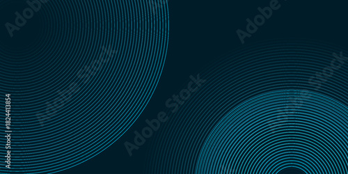 Dark green abstract background with dynamic glowing circle lines. Minimalist and modern background concept for covers, banners, brochures, presentations and certificates. EPS. 2