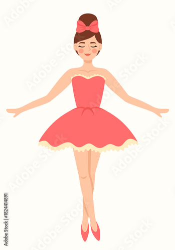 Dancing ballerina in a pink dress.