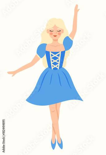 Dancing ballerina in a blue dress.