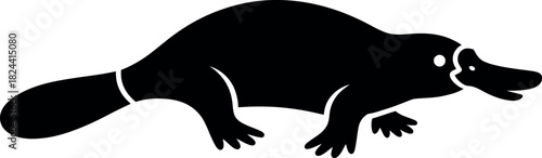 Black platypus silhouette animal mammal