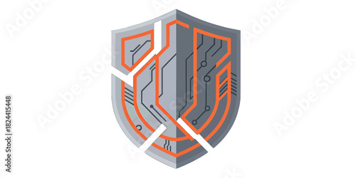 Cyber Security Icon with Circuit Design