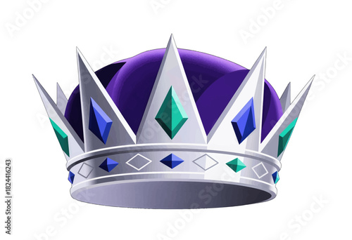 Elegant royal crown with blue and green gemstones