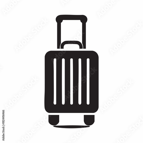 Black silhouette icon of a rolling suitcase