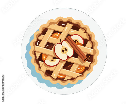 Freshly Baked Apple Pie with Cinnamon Sticks