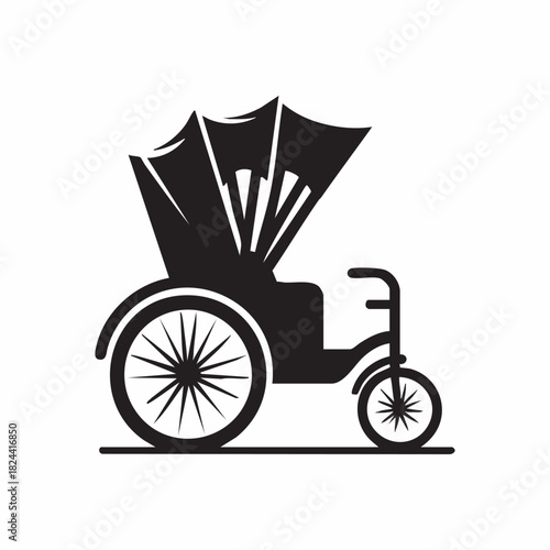 Silhouette icon of a rickshaw