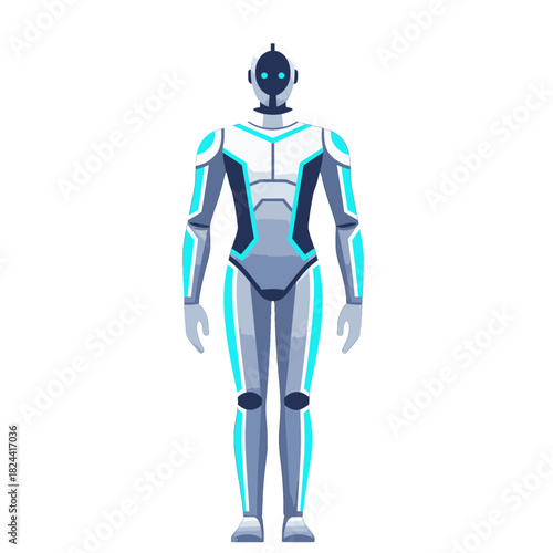 Futuristic Robot with Glowing Blue Accents