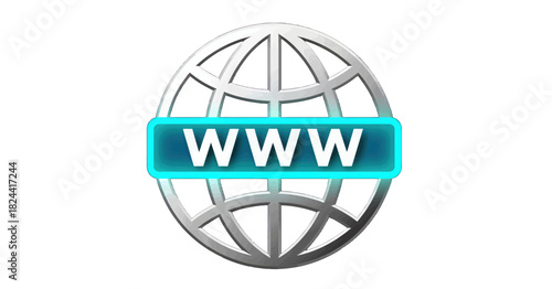 Global icon with WWW text for internet concept