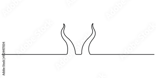 Goat horn continuous one line drawing vector illustration