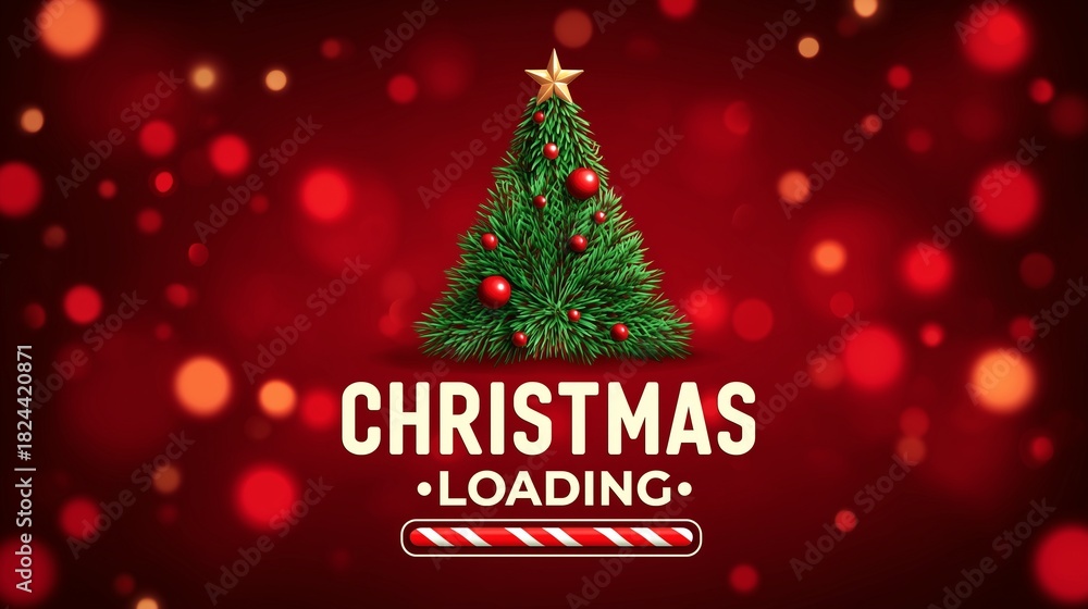 Naklejka premium Christmas Loading Countdown Illustration, Festive Holiday Graphic 