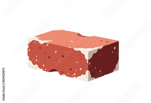 Textured Red Clay Brick with Painted White Details