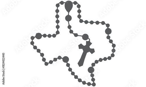 Texas Rosary Cross Silhouette – Faith and State Outline Vector Design
