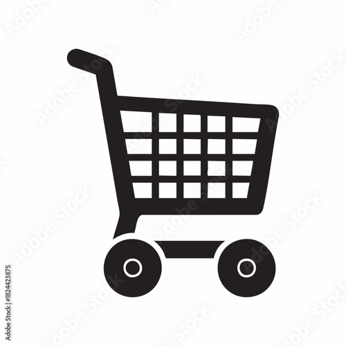 Simple black shopping cart icon