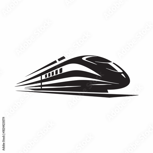 Black and white icon of a modern high speed train