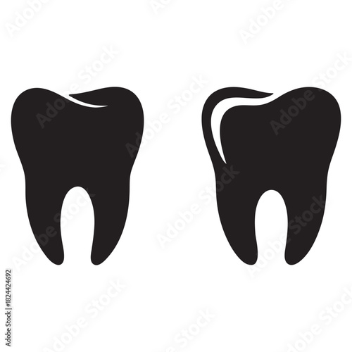 Two Black Silhouette Icons of Human Teeth tooth dental