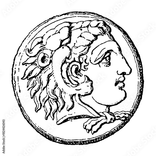 Quadro su tela Alexander the Great tetradrachm, 4th century BC Greek silver coin with head of H