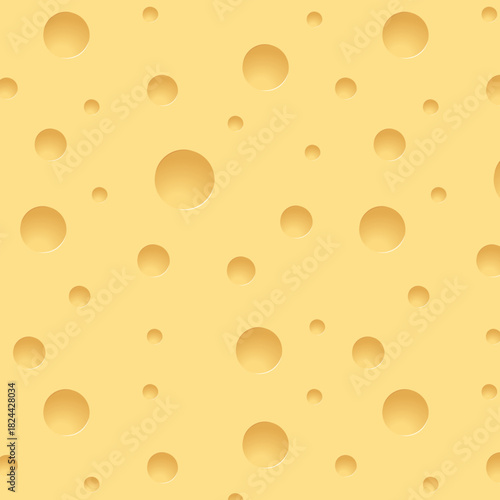 Vector cheese background in color pattern.Vector seamless pattern of cheese slice with yellow holes.