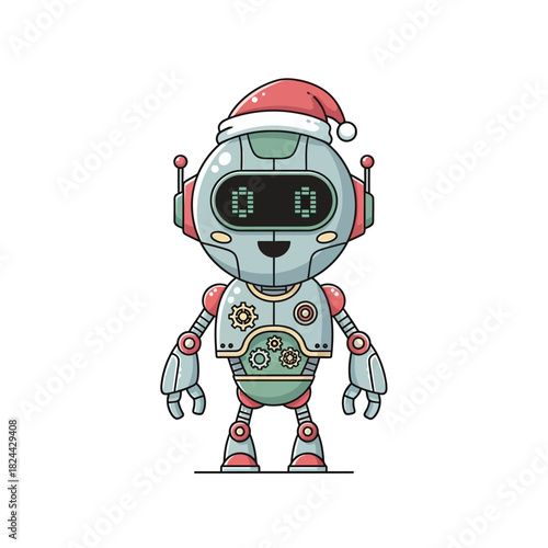 Festive future: An endearing android adorned with christmas cheer amidst technological advancement