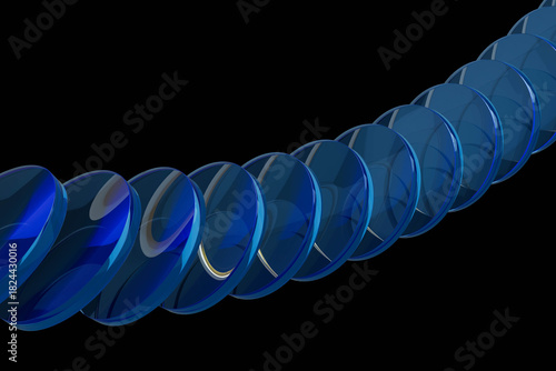 A blue spiral of glass circles