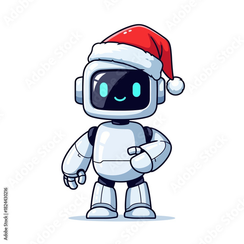 Festive android celebrating christmas with a cheerful santa hat and minimalist design showcasing