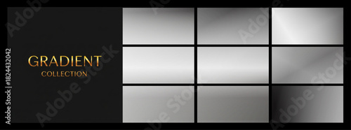 Silver metallic GRADIENT COLLECTION, monochrome tones, for luxury backgrounds and modern branding