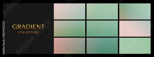 Muted pastel GRADIENT COLLECTION, sage green and dusty rose, for wellness branding and serene backgrounds