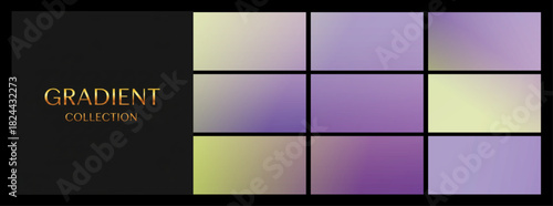 Soft pastel GRADIENT COLLECTION, purple and green, for gentle backgrounds and UI design