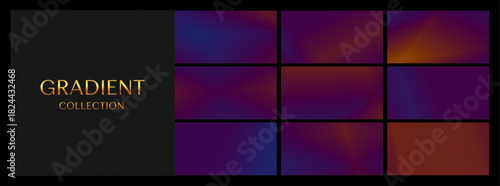 Moody GRADIENT COLLECTION, purple and orange, for atmospheric backgrounds and web design